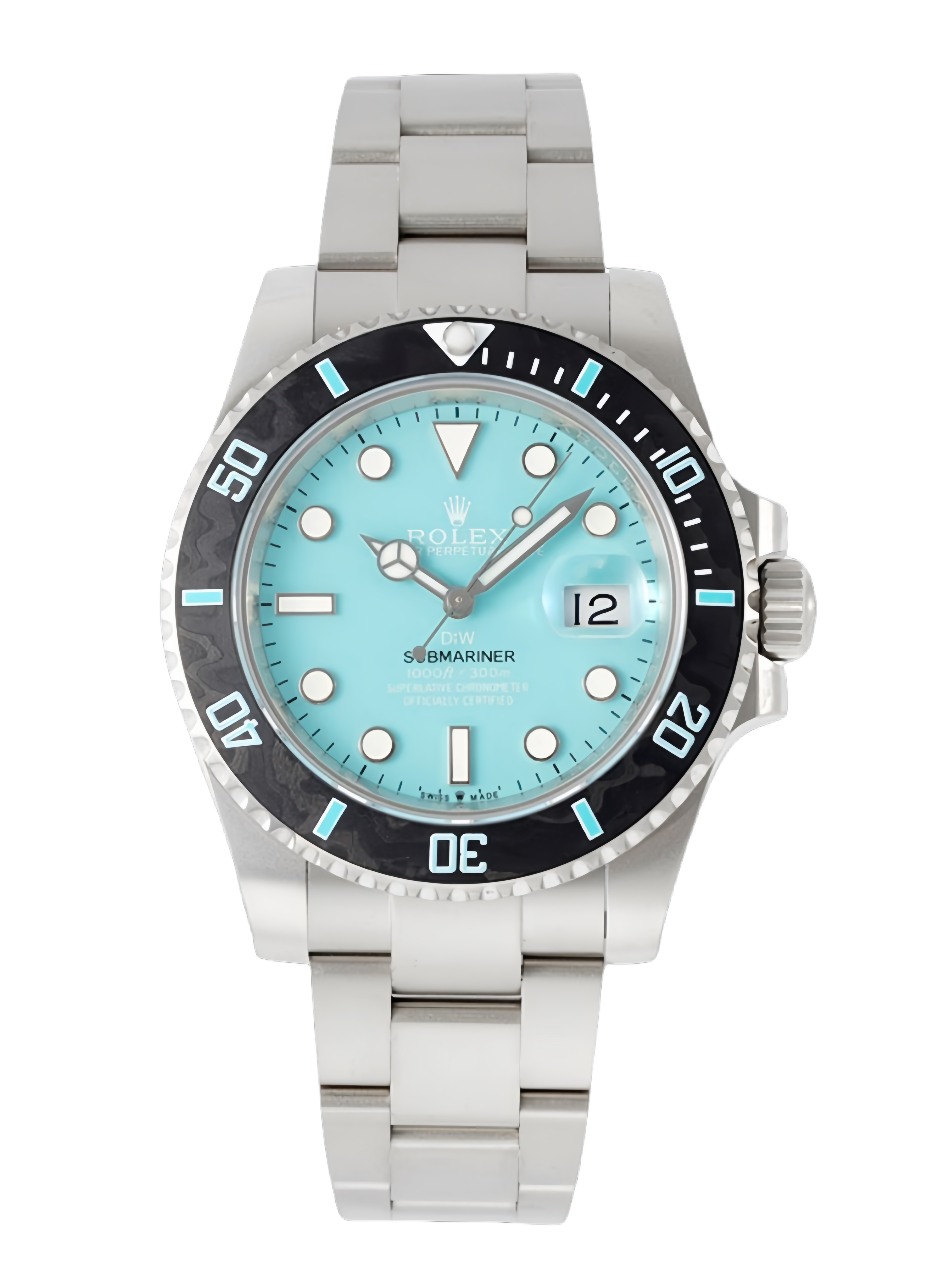 【Super Clone】Rolex Submariner Sandblasted DIWF Edition Carbon Bezel  Ice Blue Dial