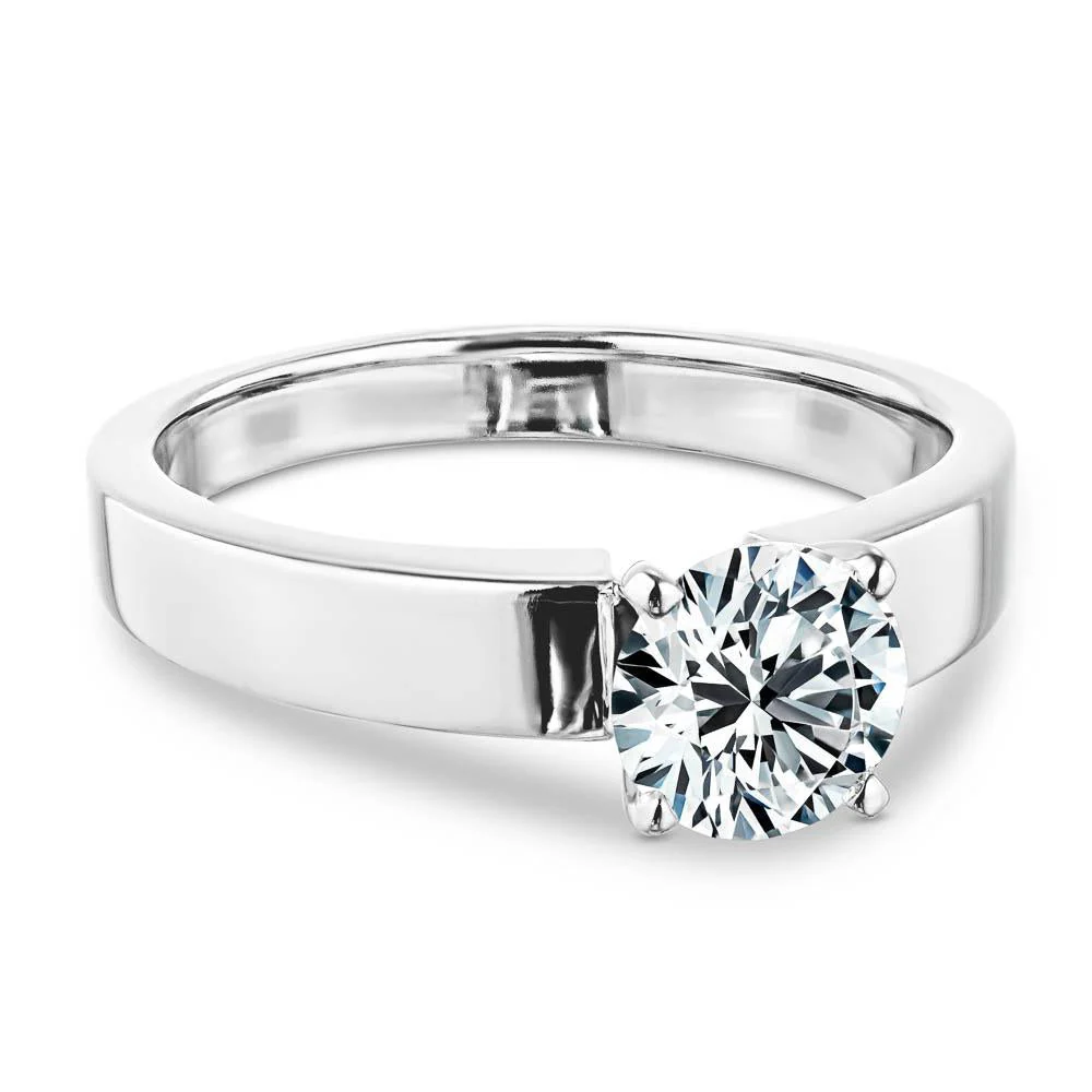Penny Lab Grown Diamond Wide Band Solitaire Engagement Ring