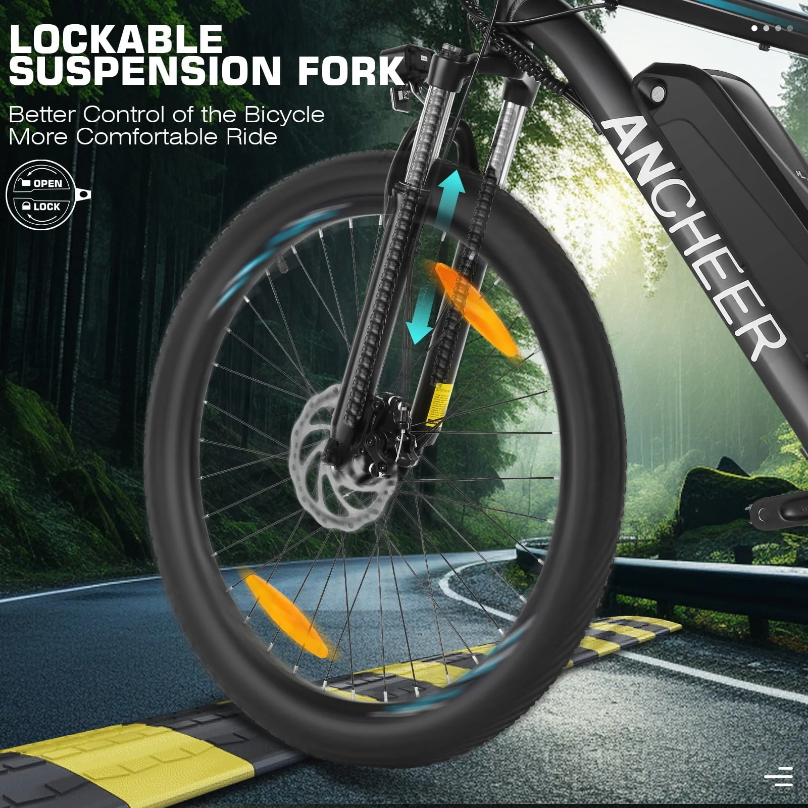 Funcid 26in Electric Mountain Bike, 500W, 48V 10.4Ah