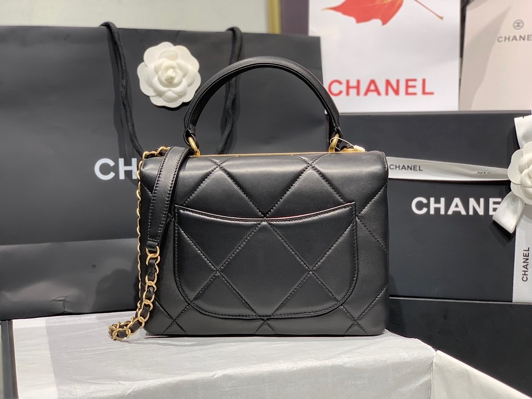 Chanel  Lambskin Quilted Small Trendy CC Top Handle Flap Navy