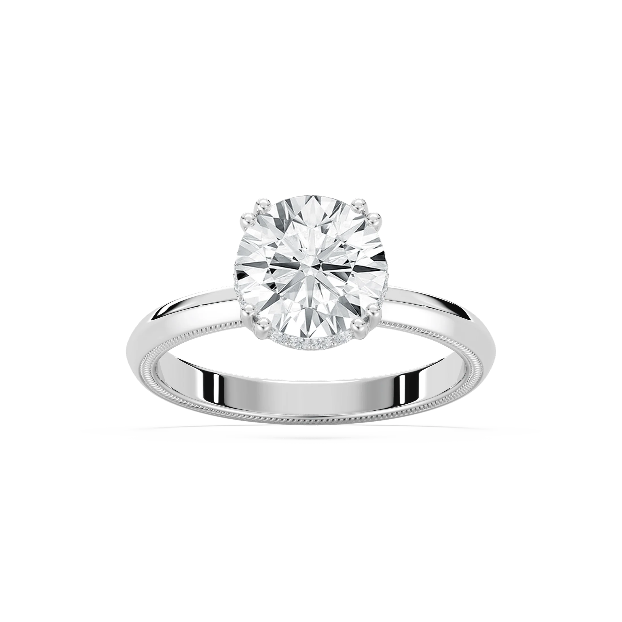 Juno 2 ctw Round Lab Grown Diamond Double Prong Hidden Halo Engagement Ring