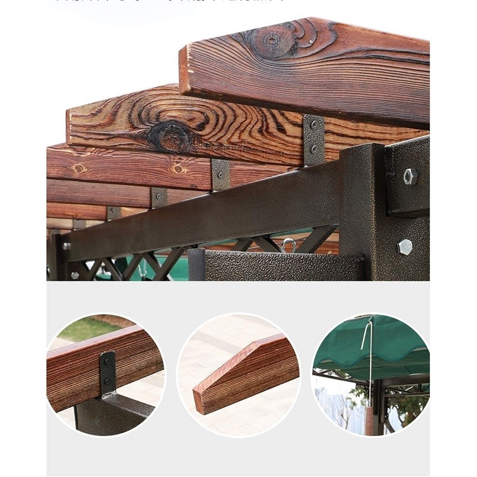 Outdoor Gazebo Swing Grape Rack Anti-Corrosion Wood Aluminum