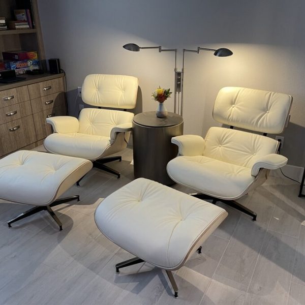 Genuine Leather Recliner with Ottoman
