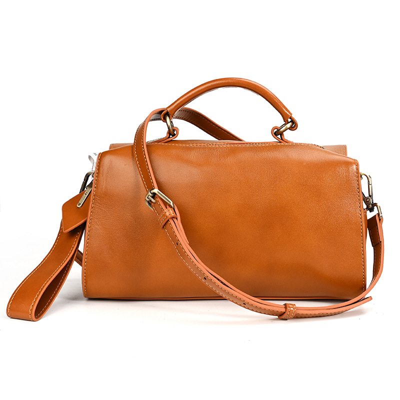 Modern Cognac Leather Satchel