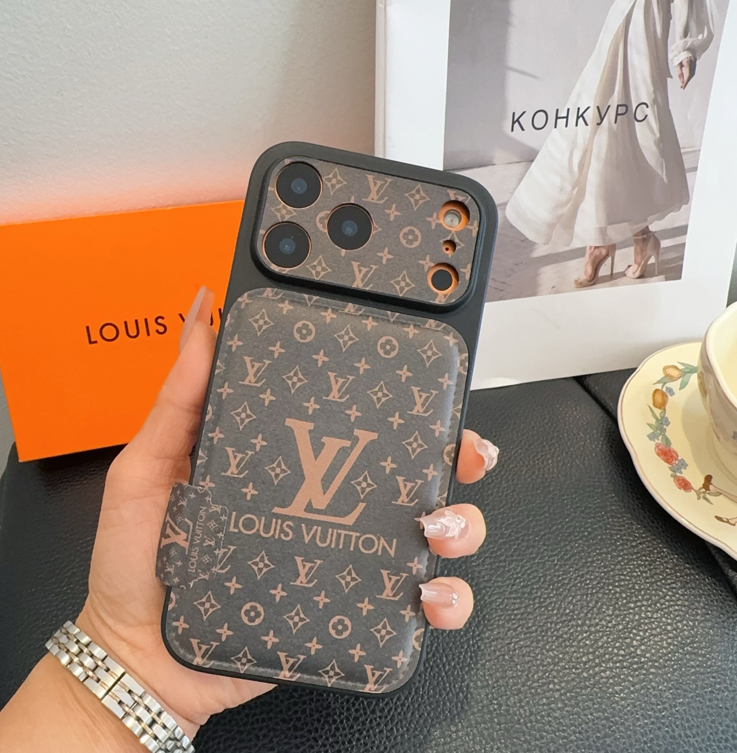 LV Starry Sky Series Case - iPhone 17 Style Convert, Embossed Glitter Full Coverage Precision Cutout