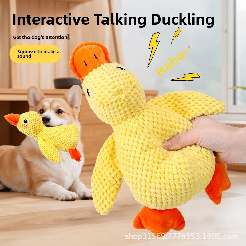 Dog toy plush sleeping duck, sound-making puppy toy, durable chew toy for dogs, little yellow duck pet toy