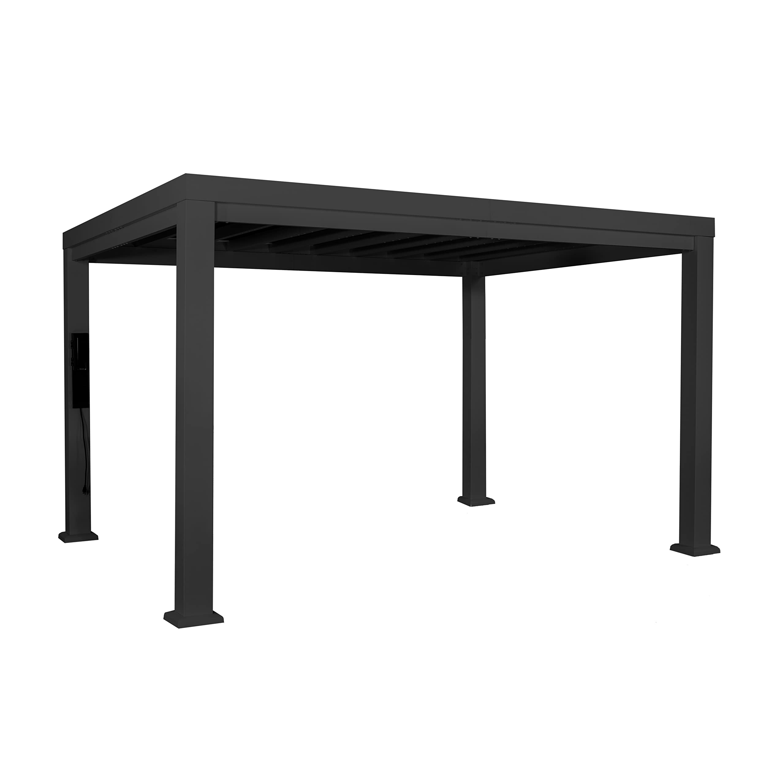14 x 12 White Modern Steel Pergola with Sail Shade Soft Canopy