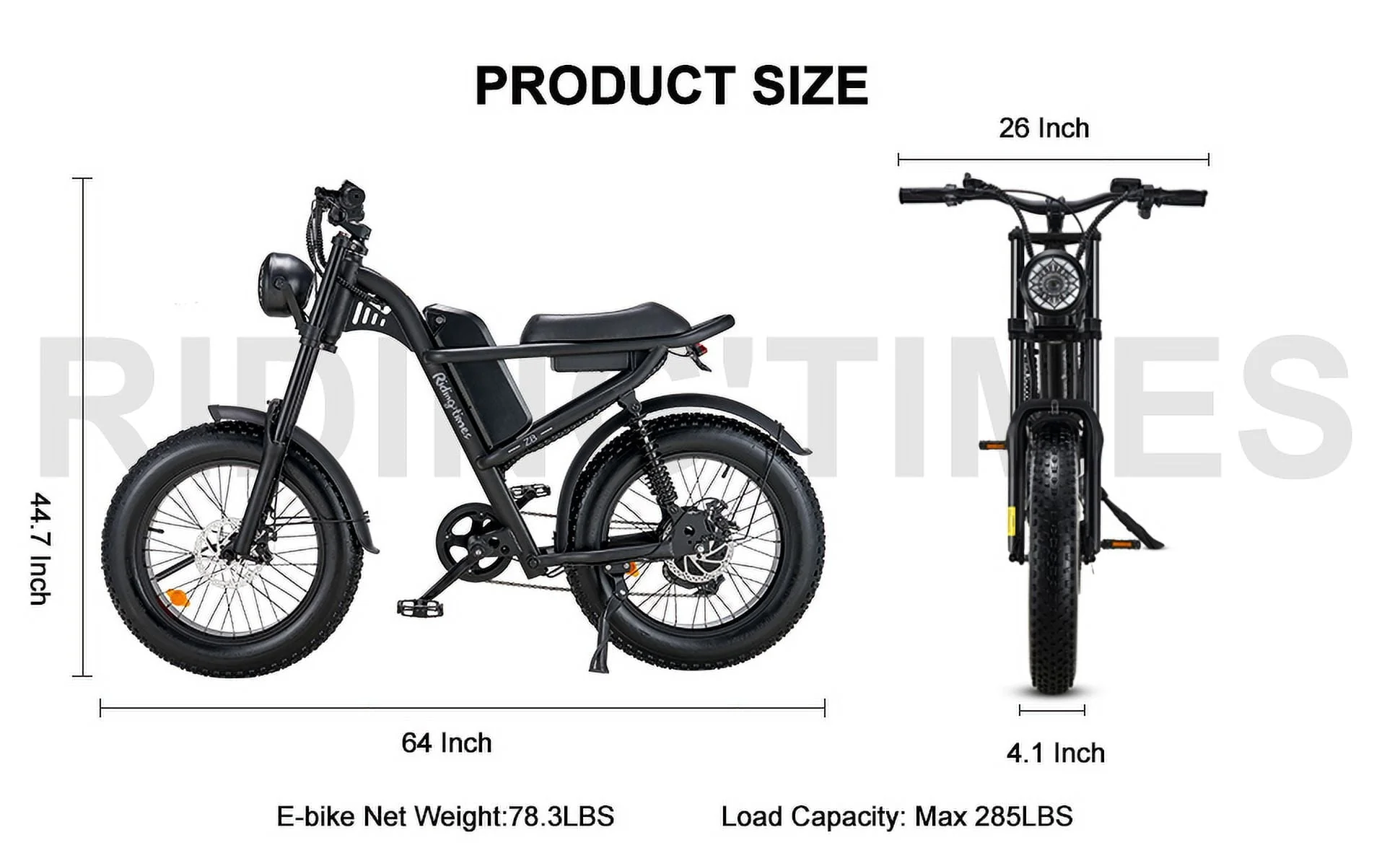 Riding'times Z8 20in Fat Tire Electric Bike, 1500W, 16Ah
