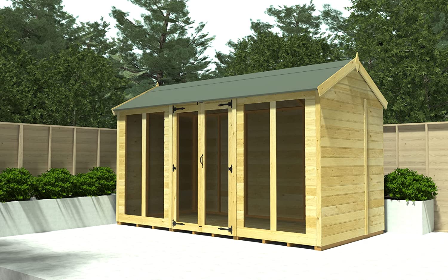 12x6 Apex Summer Shed Double Doors Garden Building