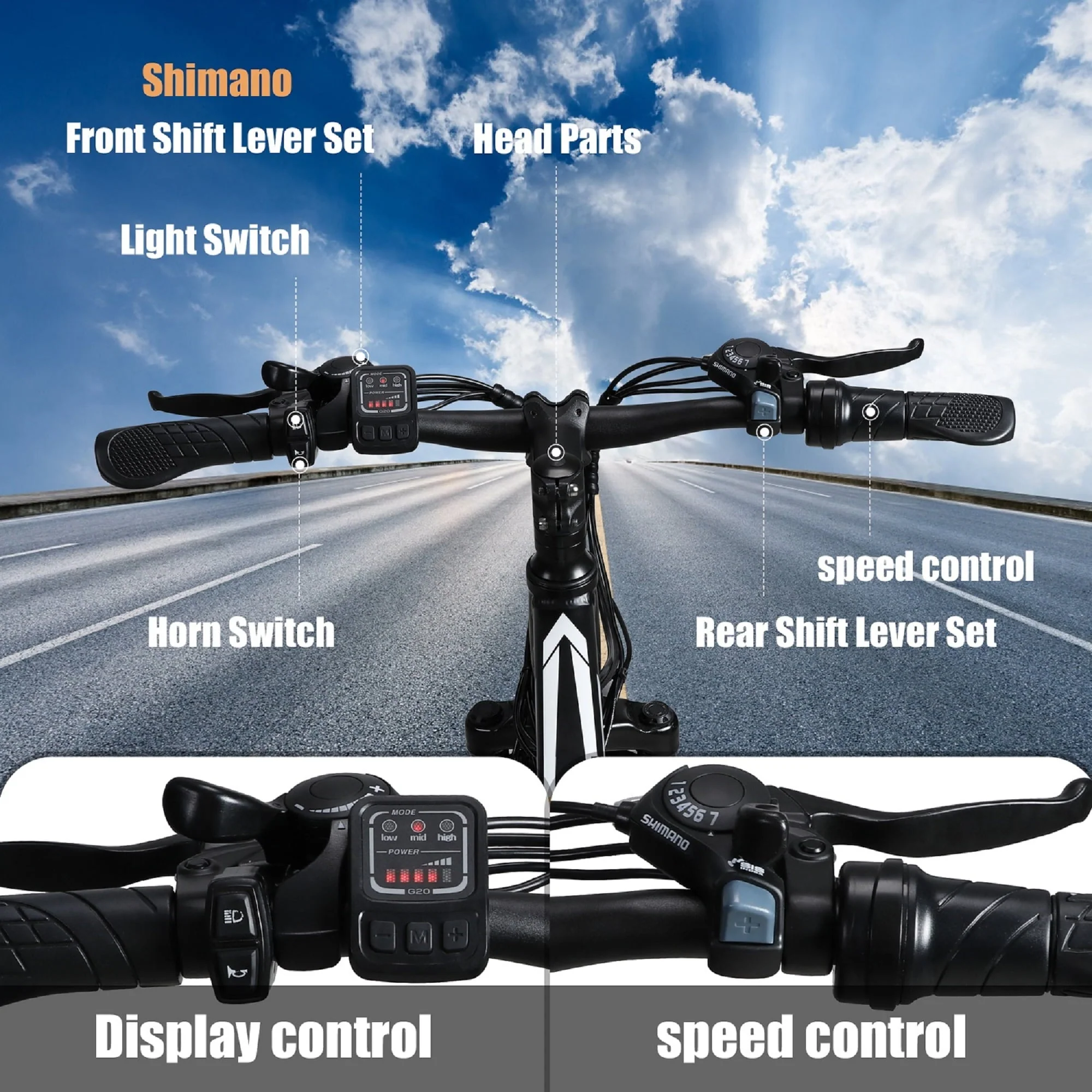 ZNH 26in Electric Mountain Bike, 350W, 36V 10Ah, Black