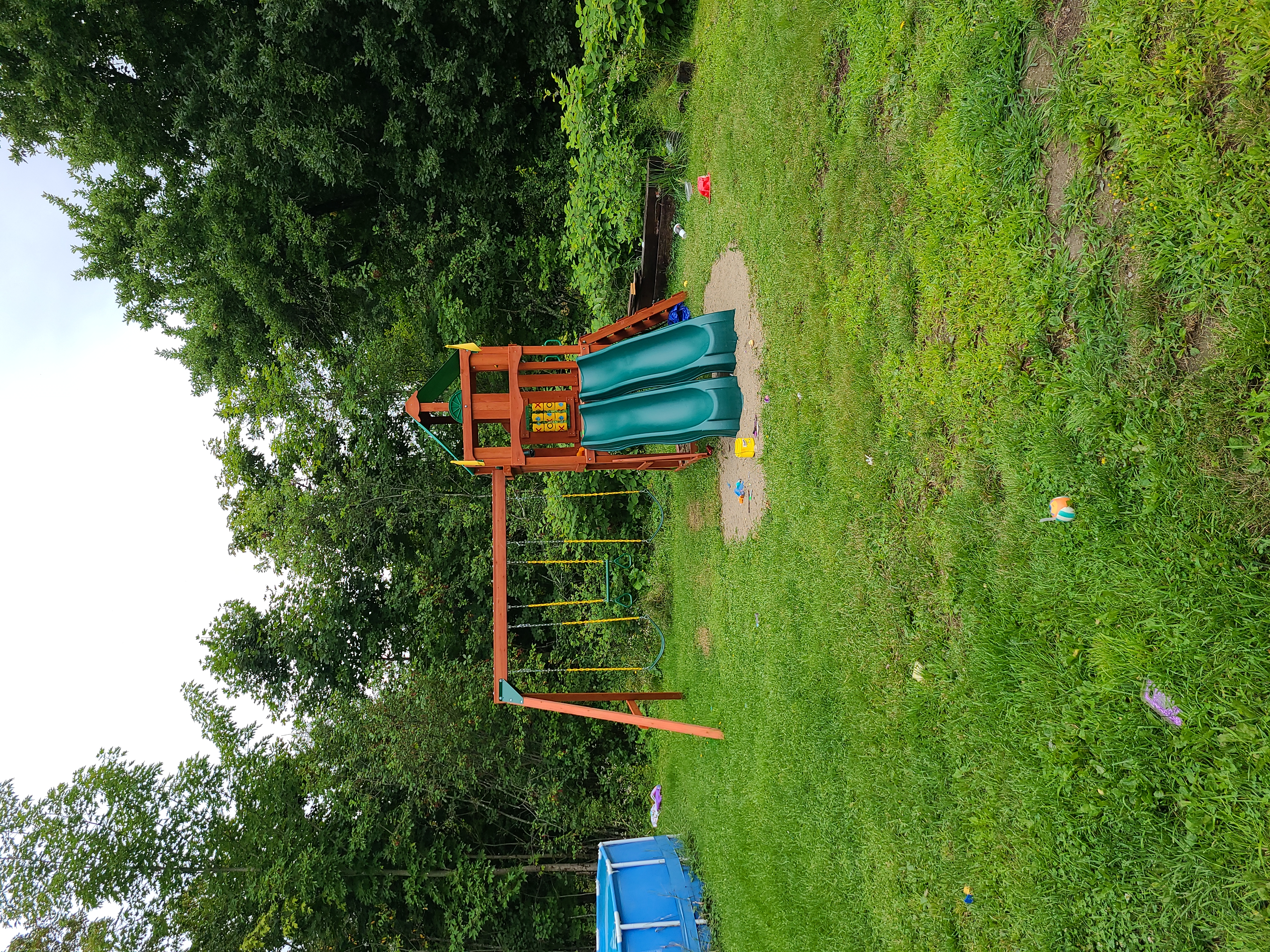 Deluxe Wooden Swing Set with Vinyl Canopy Roof