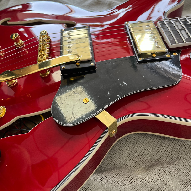 Electric Guitar ES 335 Red Semi Hollow Neck HH Pickups Gold Hardware