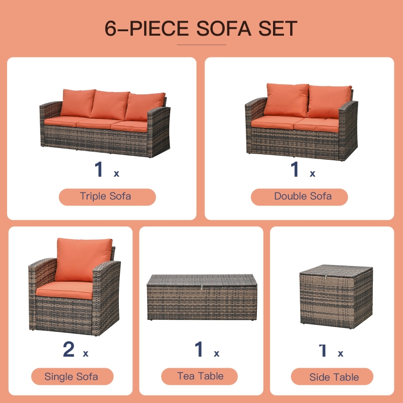 6 PCS Patio Furniture Sets