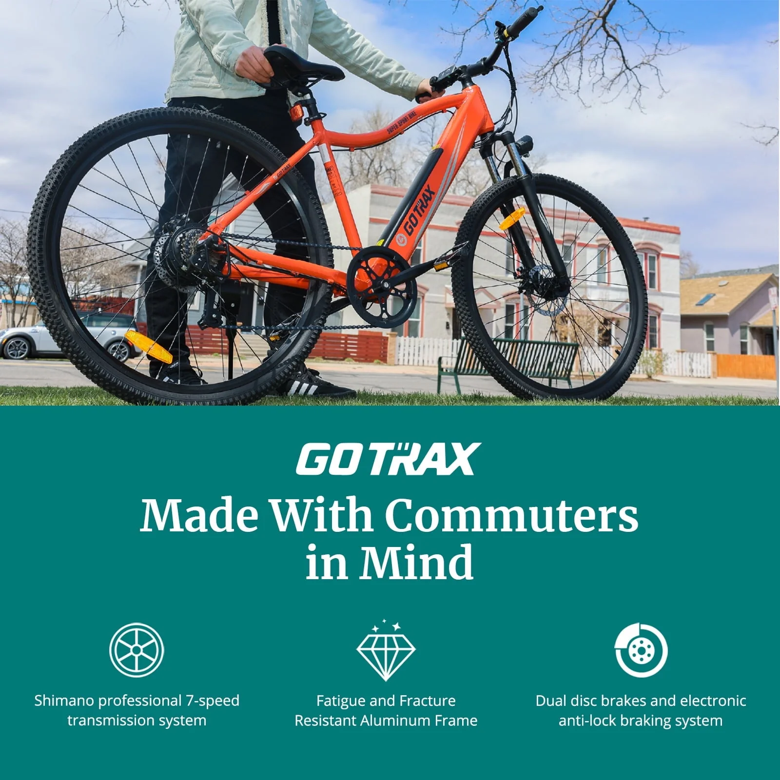 GOTRAX Alpha 29in Electric Mountain Bike, 350W, Orange