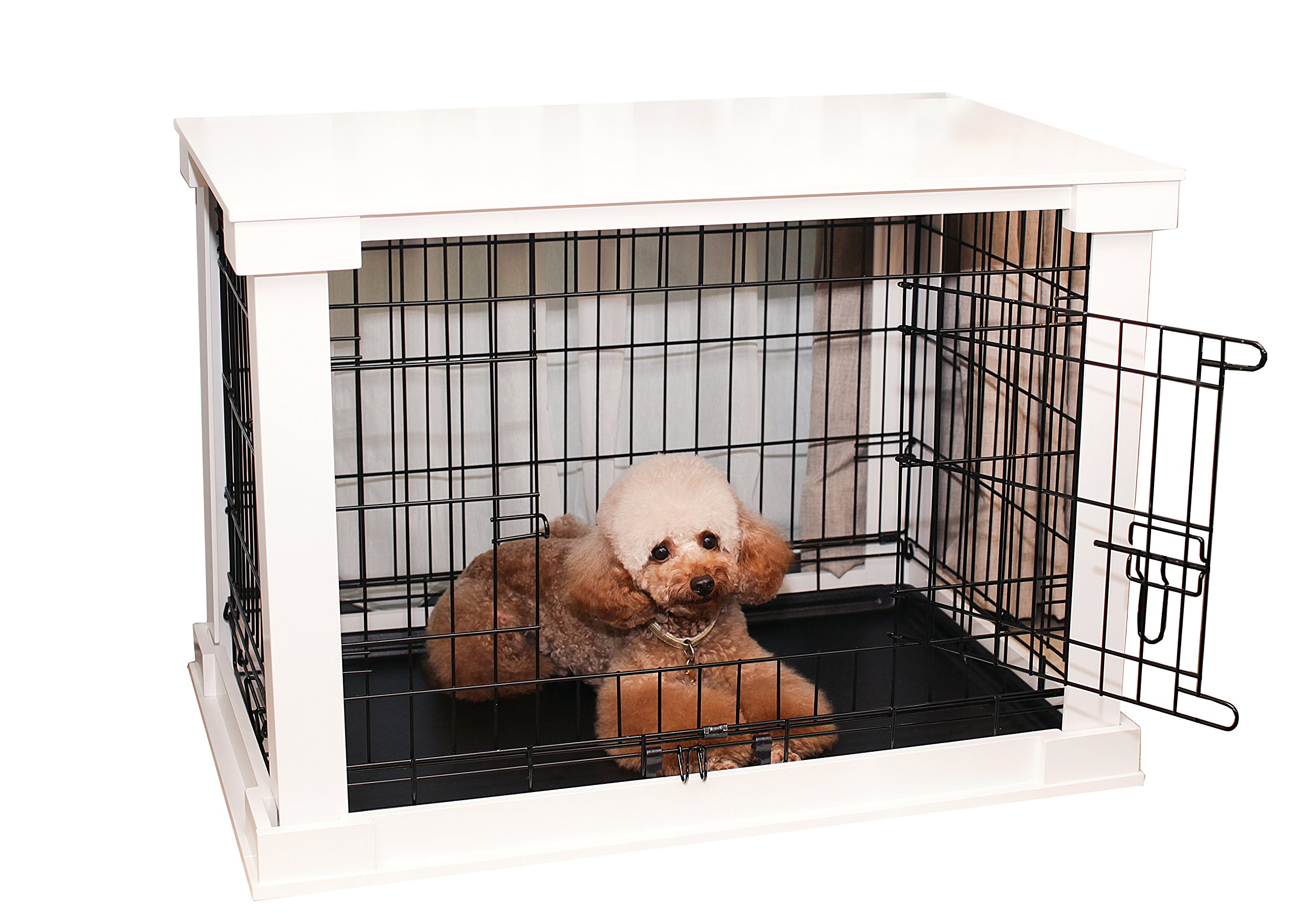 White Dog Cage with Crate Cover