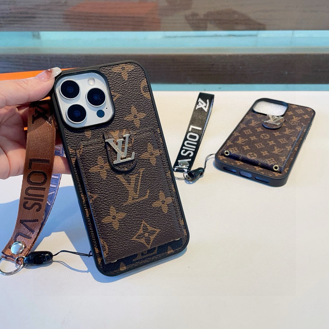 LV Classic Monogram Full Coverage Case - Top & Bottom Card Slots + Lanyard