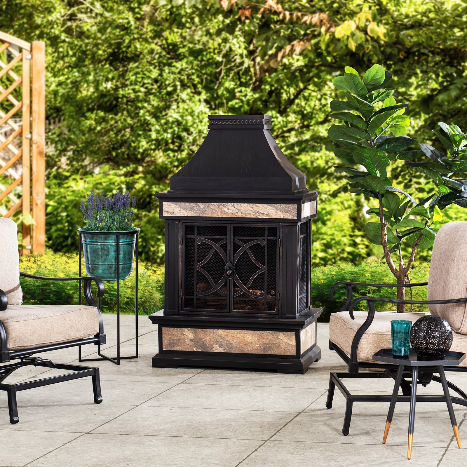 Sofie 56.7'' H Wood Burning Fireplace