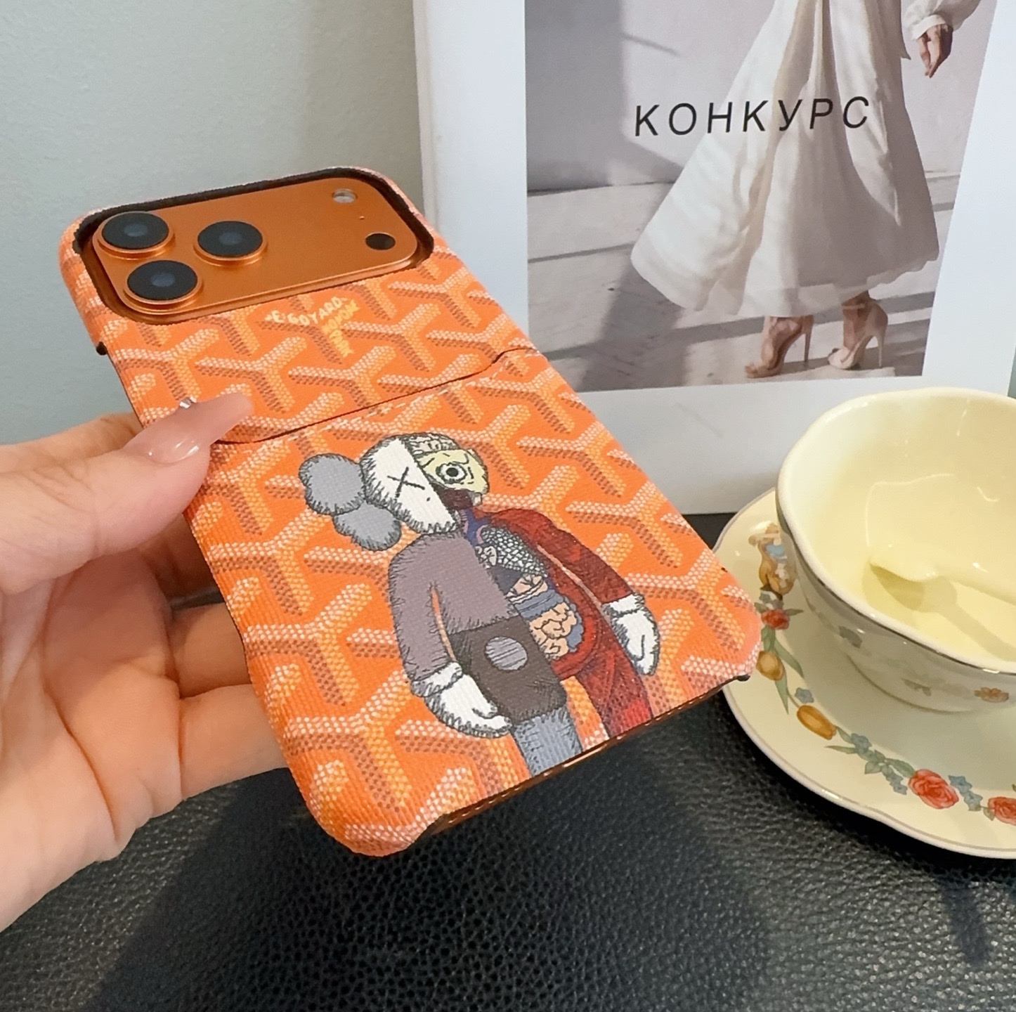 Goyard X KAWS Skeleton Collage Monogram Card Holder Luxury Phone Case