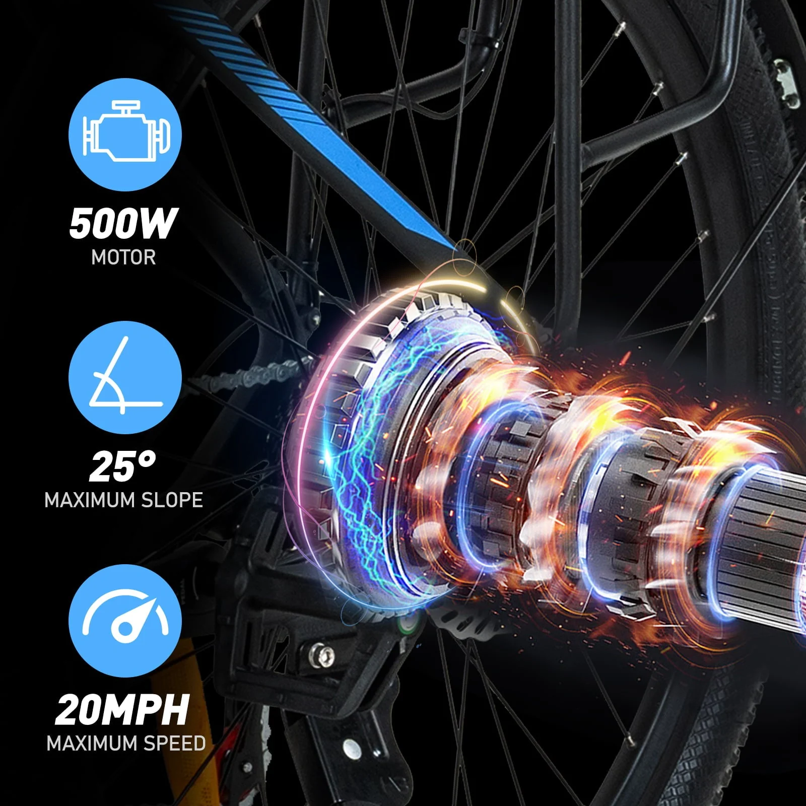 COLORWAY 26in Electric Bike, 500W, 36V 12Ah, 7-Speed