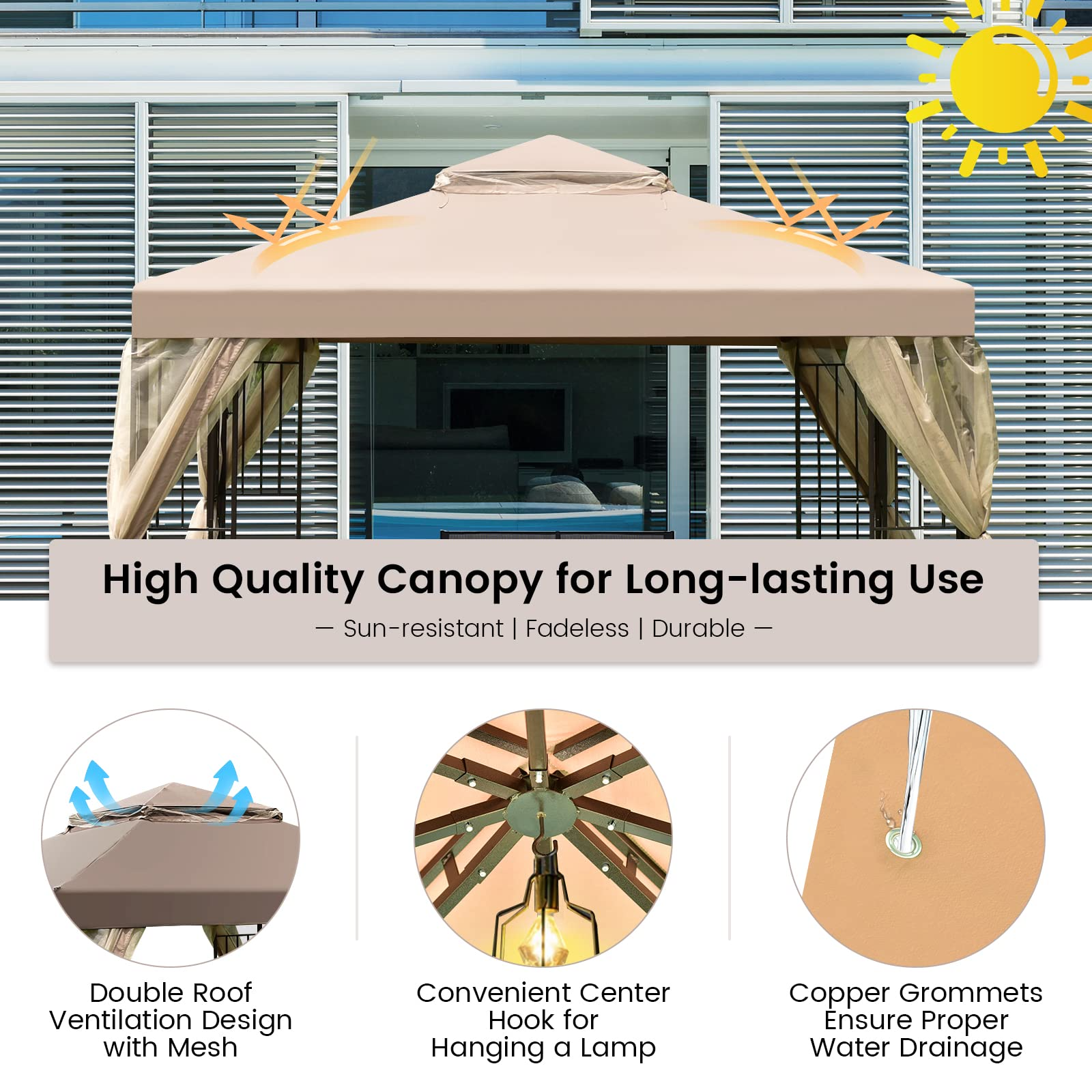 10x10 Feet Patio Gazebo