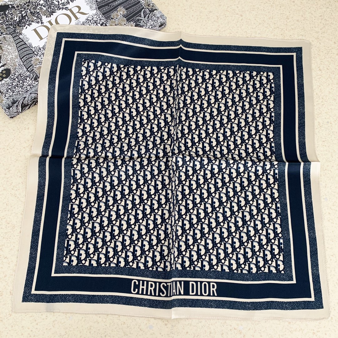 Dior Oblique Square Scarf Navy 70 x 70 cm product images