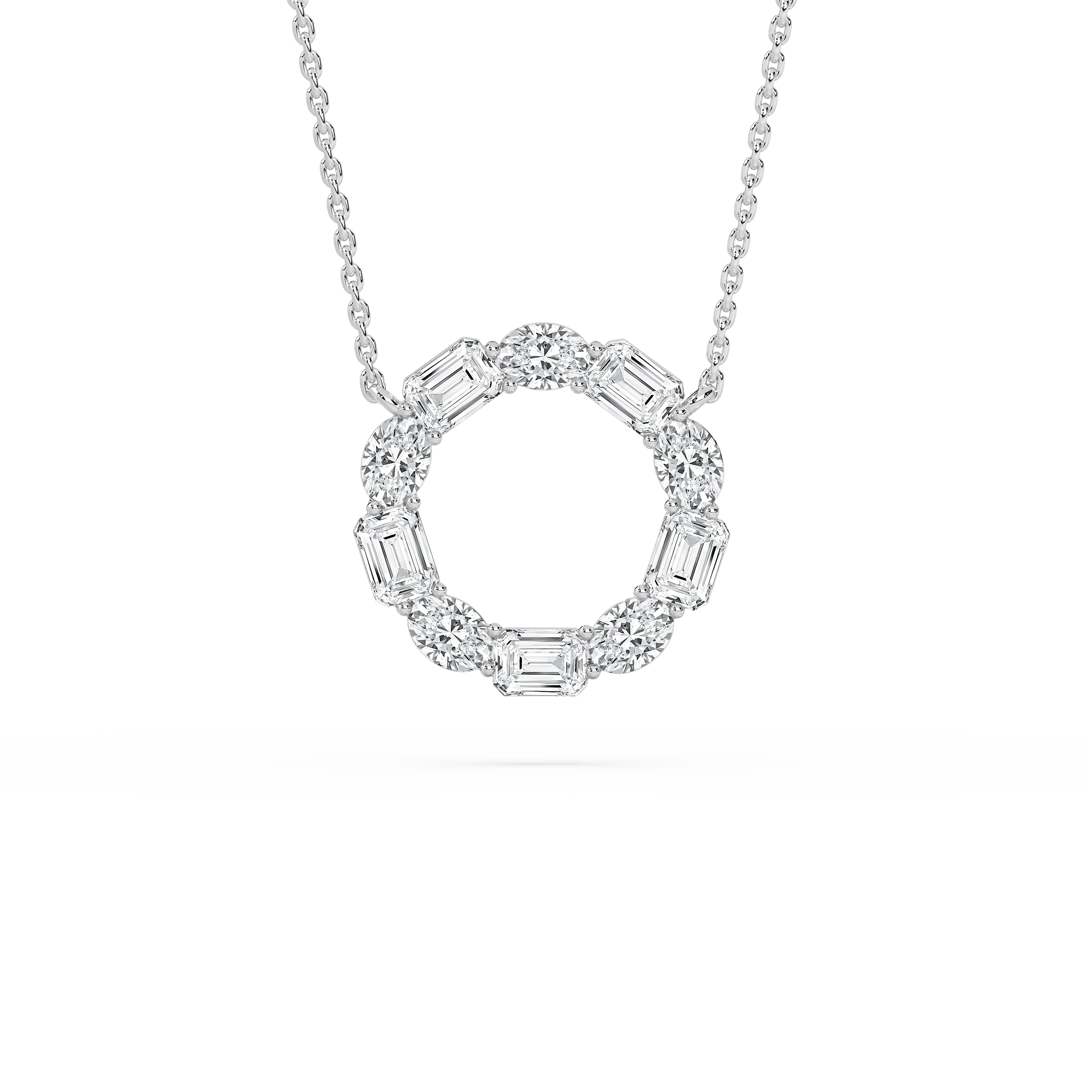 3 ctw Oval and Emerald Lab Grown Diamond Celestial Circle Pendant  - 18 Inches