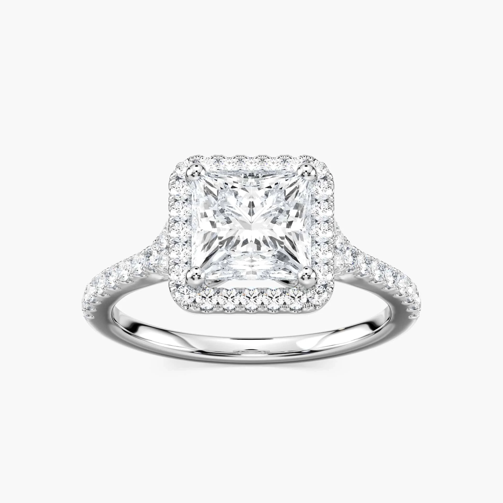 Charlotte Princess Lab Grown Diamond Split Shank Halo Engagement Ring