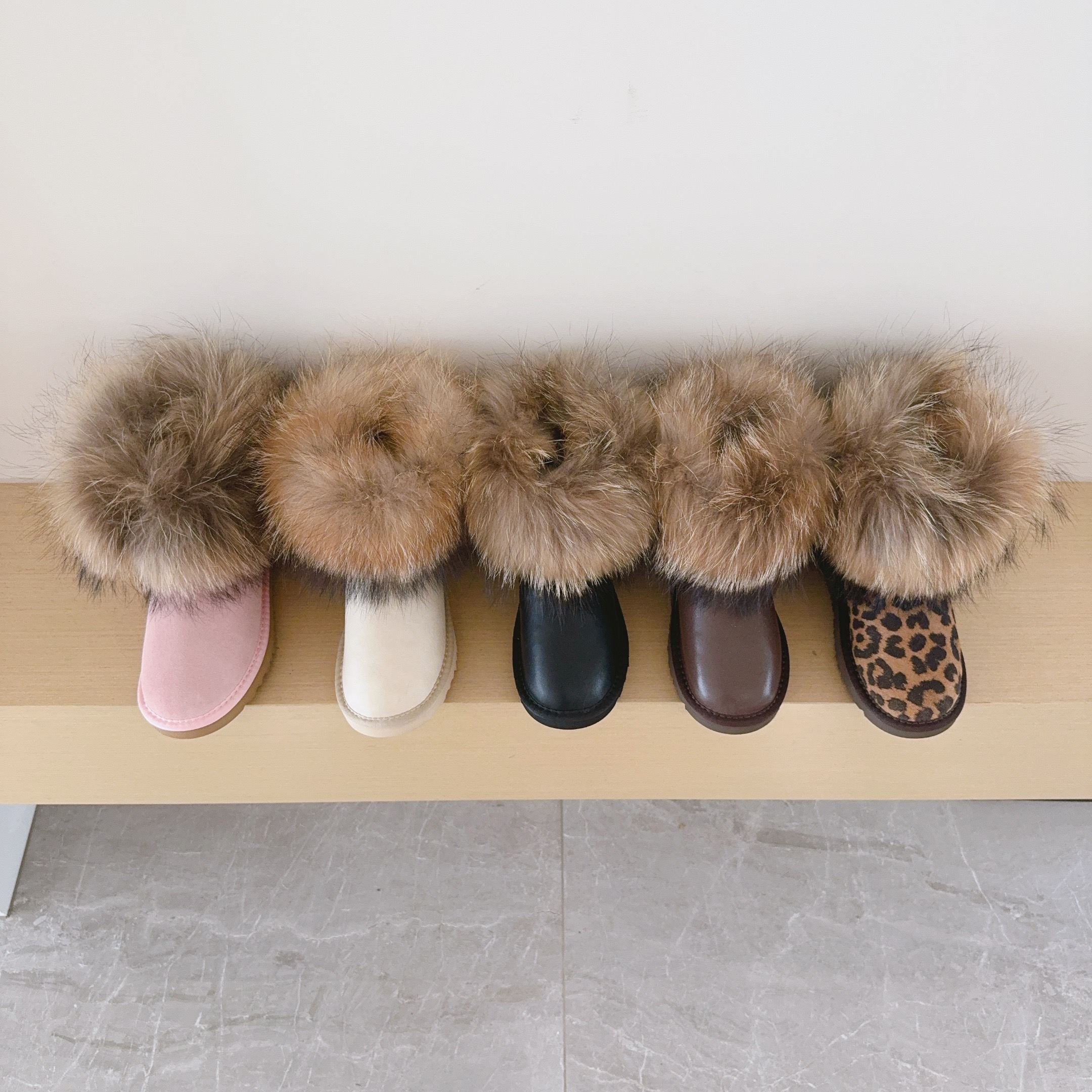 UGG Kids 5854 Genuine Fur Trim Low-Cut Boots