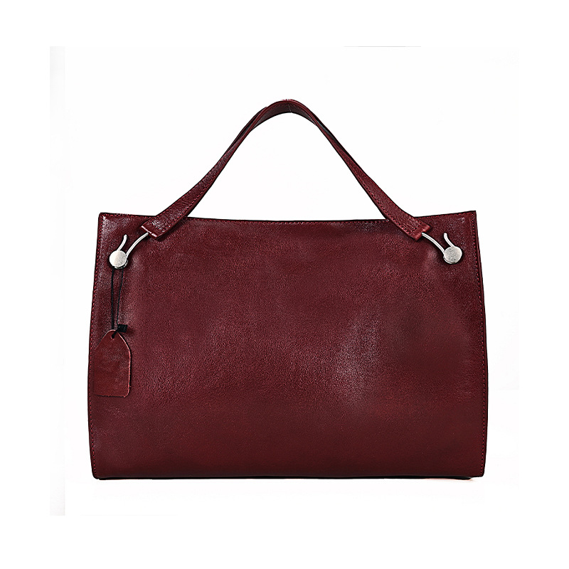 Minimalist Burgundy Leather Tote Bag