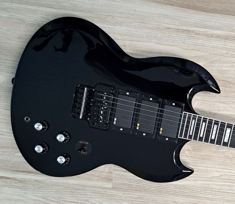 2026 SG Electric Guitar Black w/ 3 EMG Pickups&amp; Floyd Rose w/ Gigbag