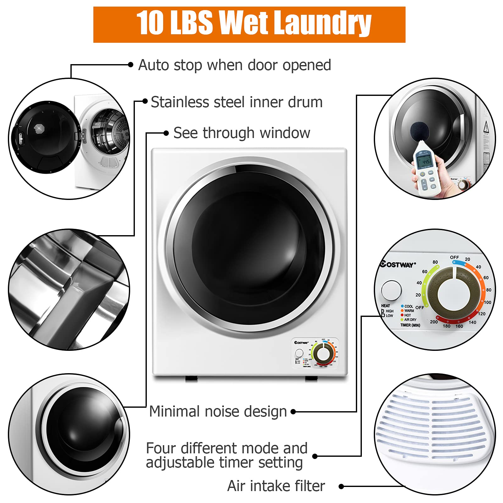 COSTWAY Compact Laundry Dryer