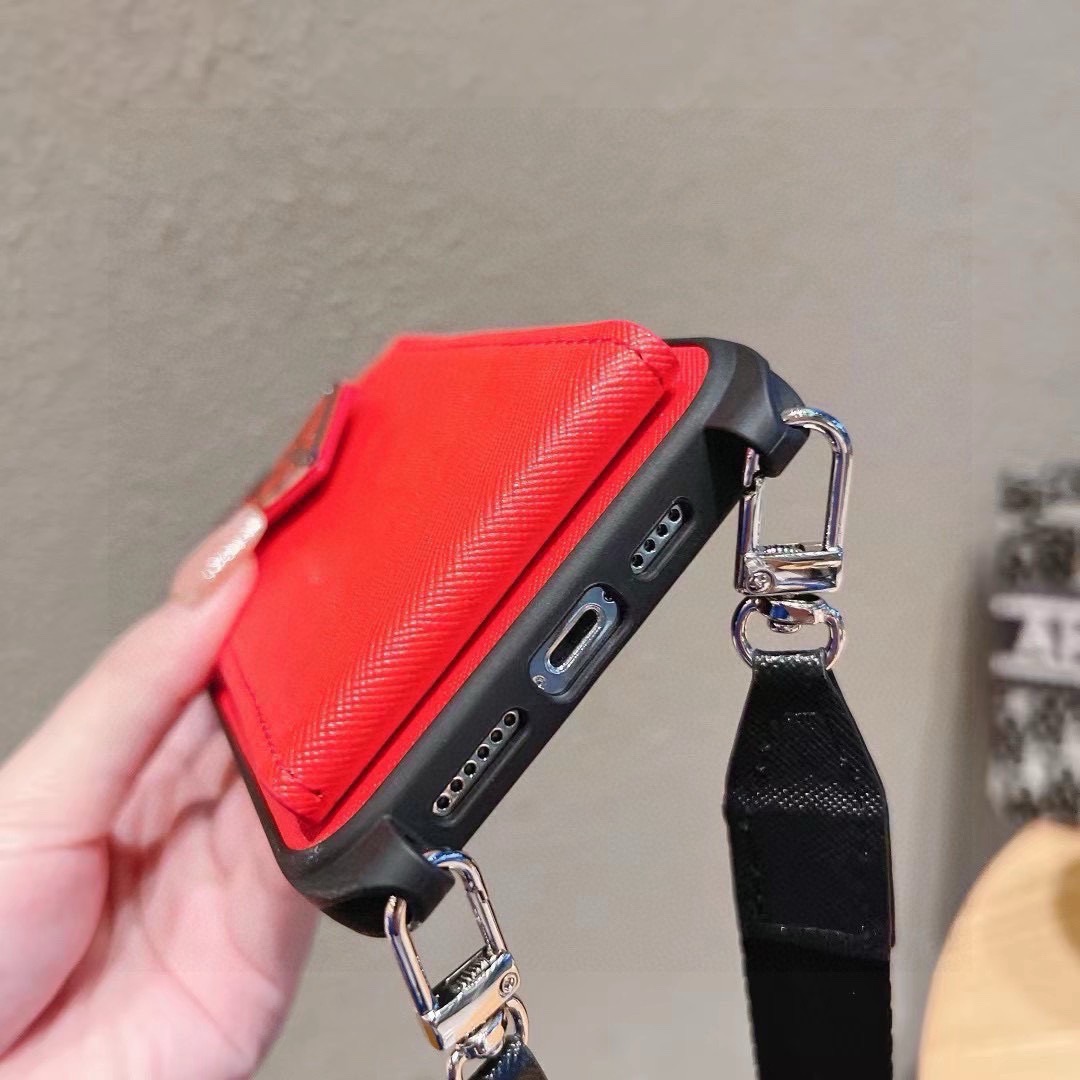 Prada Style Crossbody Wallet Phone Case with Mini Bag Lanyard