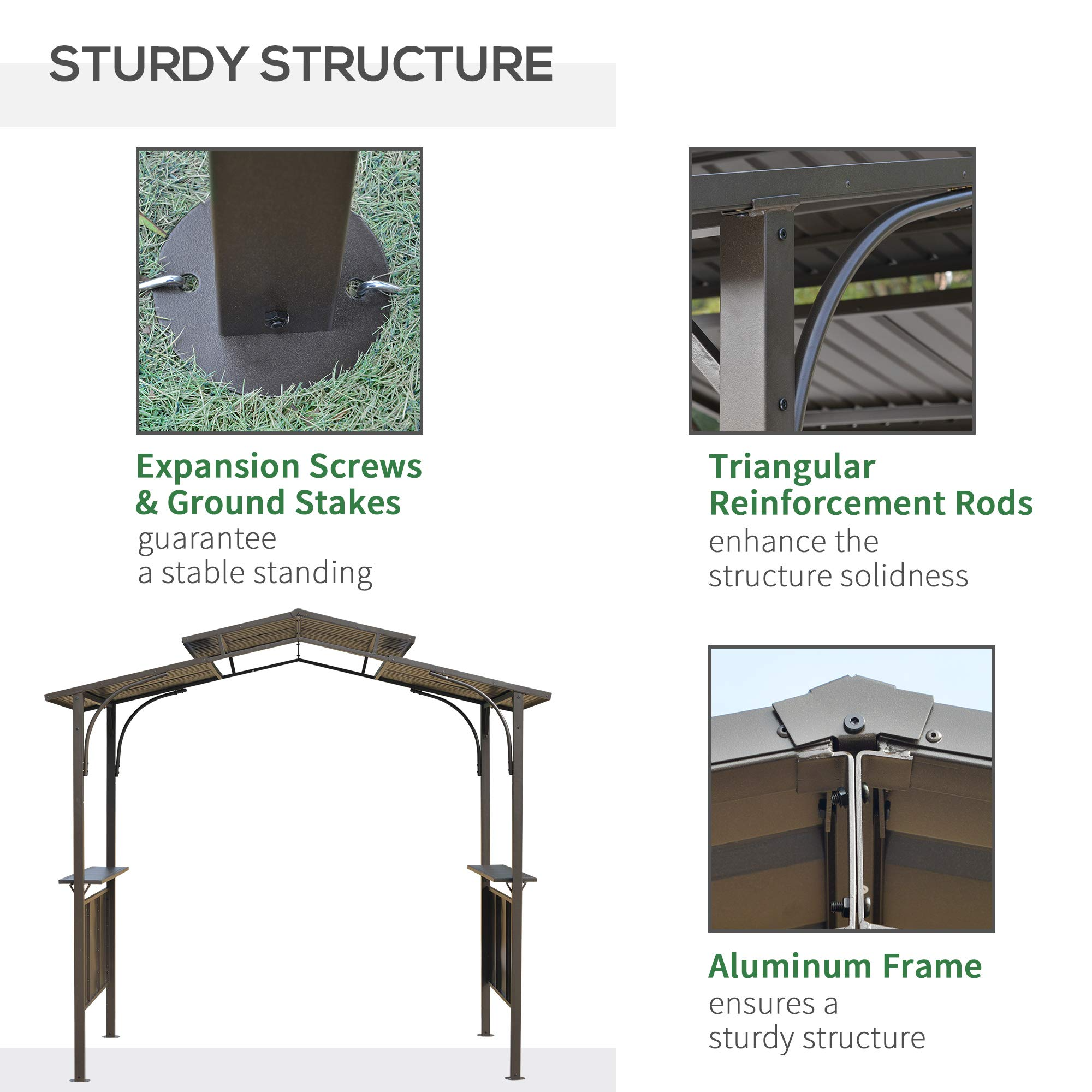 8'x5' BBQ Grill Gazebo with 2 Side Shelves