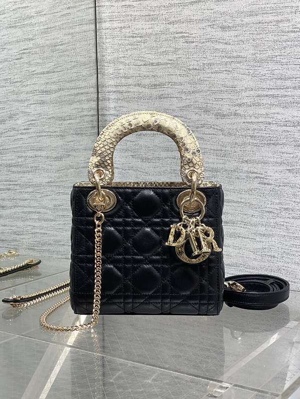 Lady Dior Bag Mini Black Crystal Handle