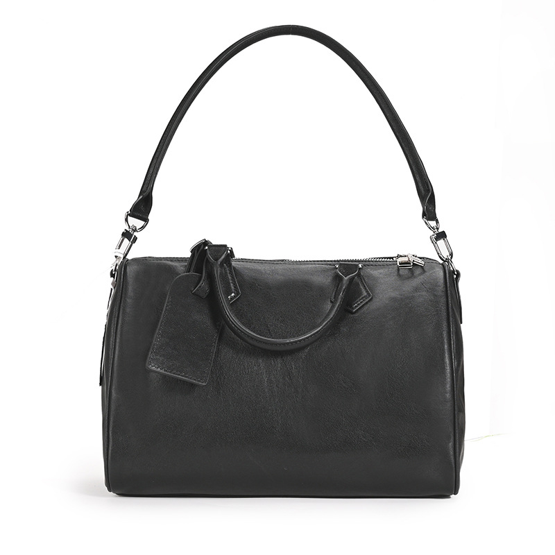 Black Full-Grain Leather Duffle Bag