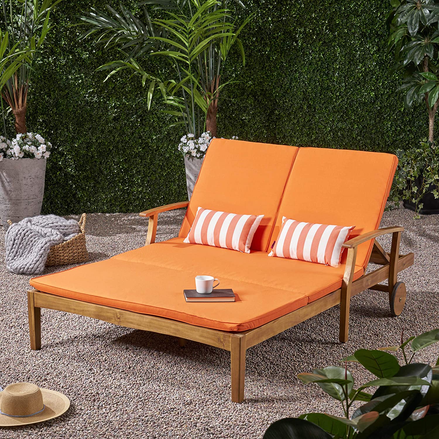 Samantha Double Chaise Lounge for Yard & Patio
