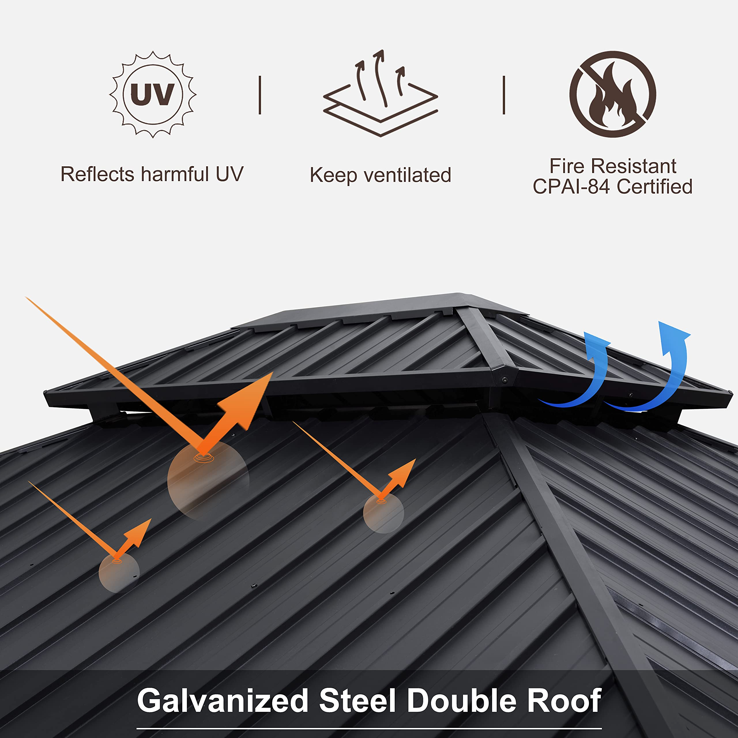 Permanent Hardtop Gazebo Gazebo with Galvanized Steel Double Roof