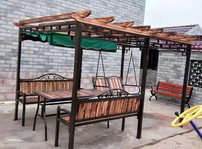 Outdoor Gazebo Swing Grape Rack Anti-Corrosion Wood Aluminum