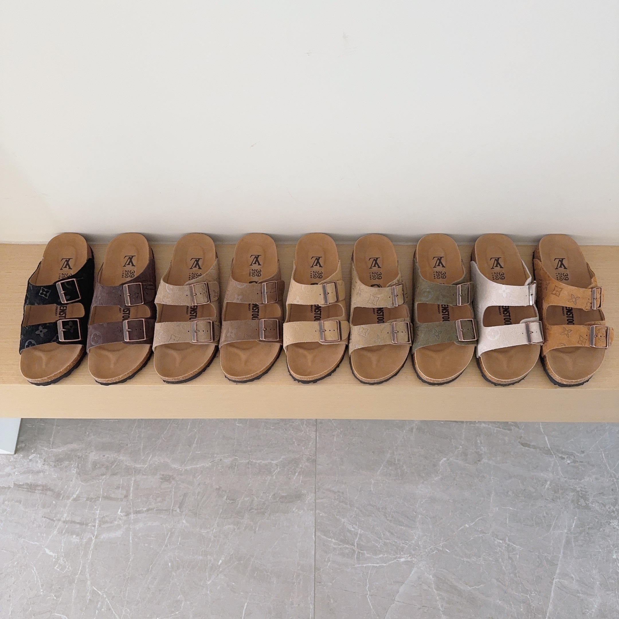 3 D Logo Birken-Style Two-Strap Sandals