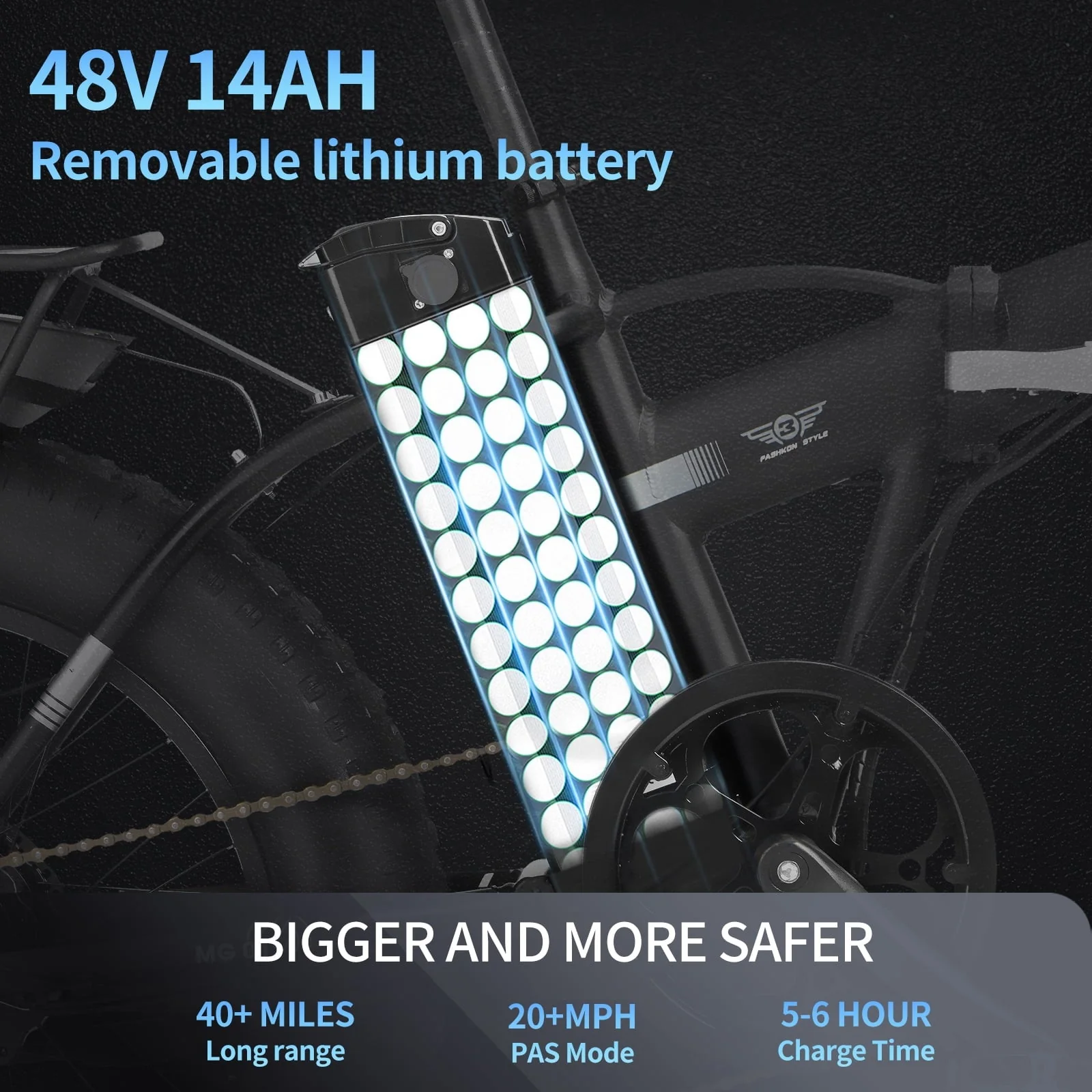 20in Folding Fat Tire Electric Bike, 750W, 48V 14Ah