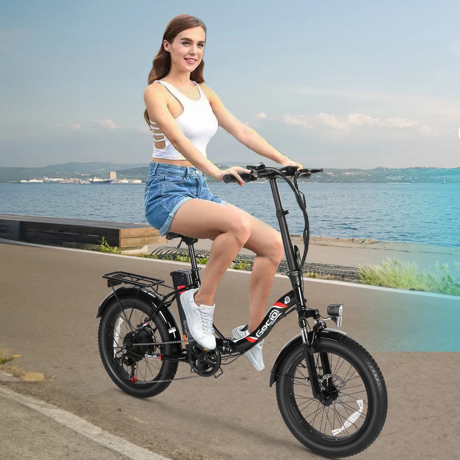 Gocio 20in Folding Electric Commuter Bike, 500W Peak, 48V 10.4Ah