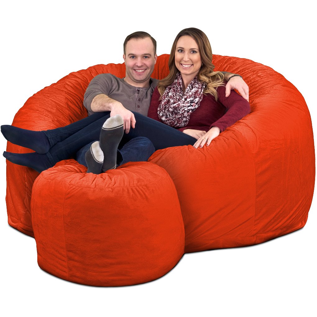 6000 Bean Bag Chair withFootstool: Giant Foam-Filled Furniture