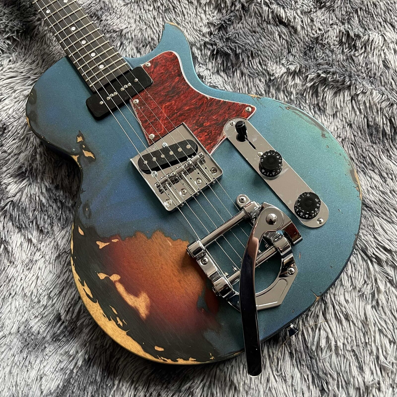 Hot Sale Blue Make The Old One Special-shaped Unique Electric Guitar 2022 New