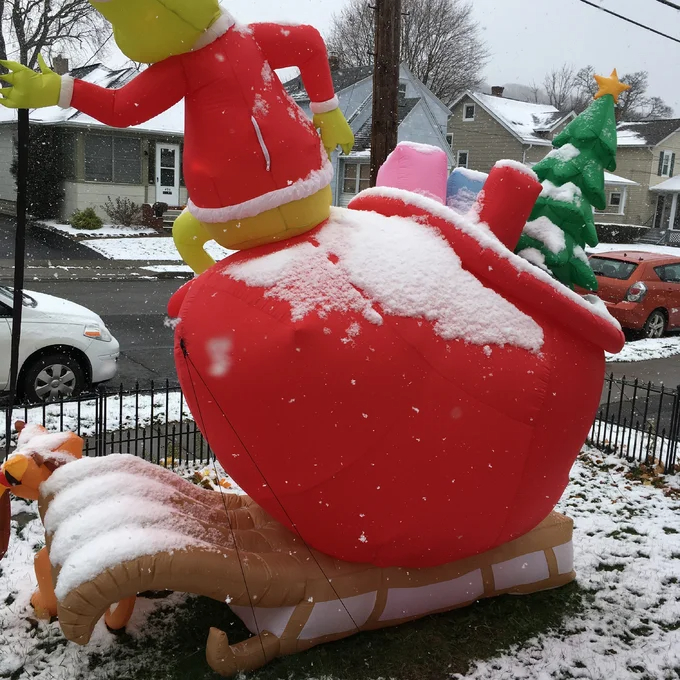 Airblown Grinch and Max in Sleigh Colossal Scene Inflatable