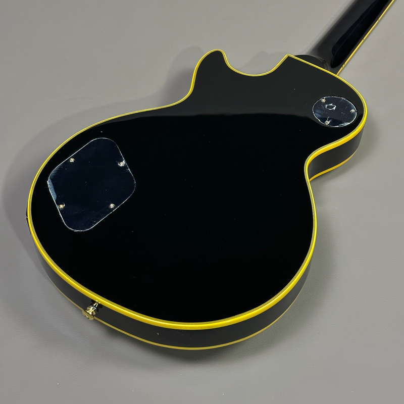 High Quality Lp Black Electric Guitar Mahogany Body Yellow Binding