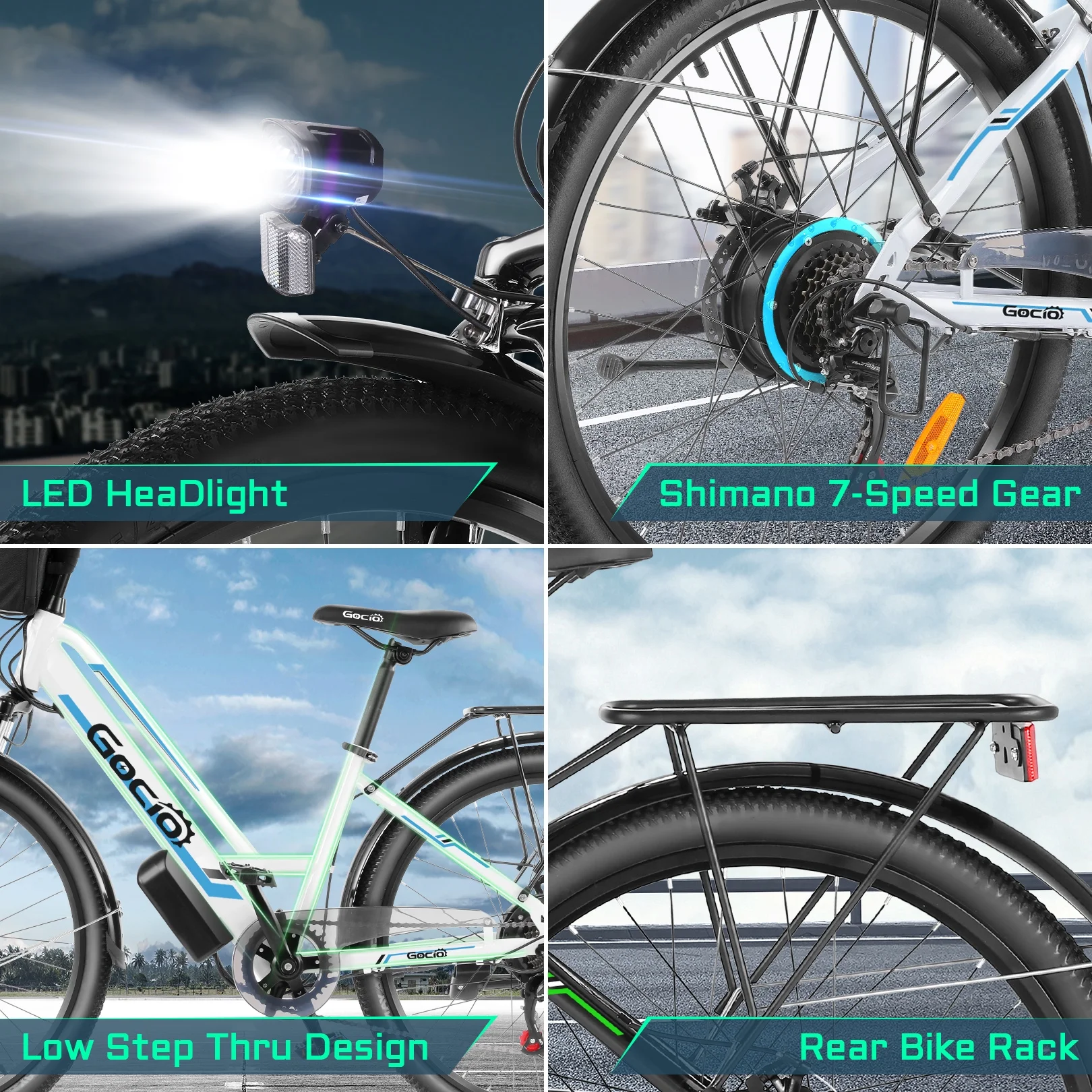 Gocio 26in Electric Cruiser Bike, 500W, 48V 7.8Ah