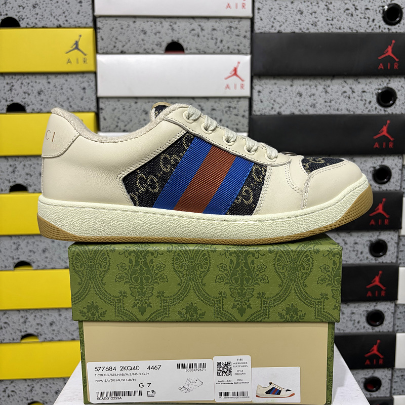 Gucci Screener White Canvas Navy
