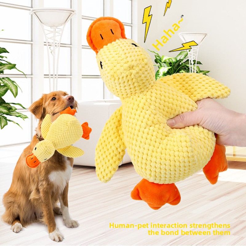 Dog toy plush sleeping duck, sound-making puppy toy, durable chew toy for dogs, little yellow duck pet toy