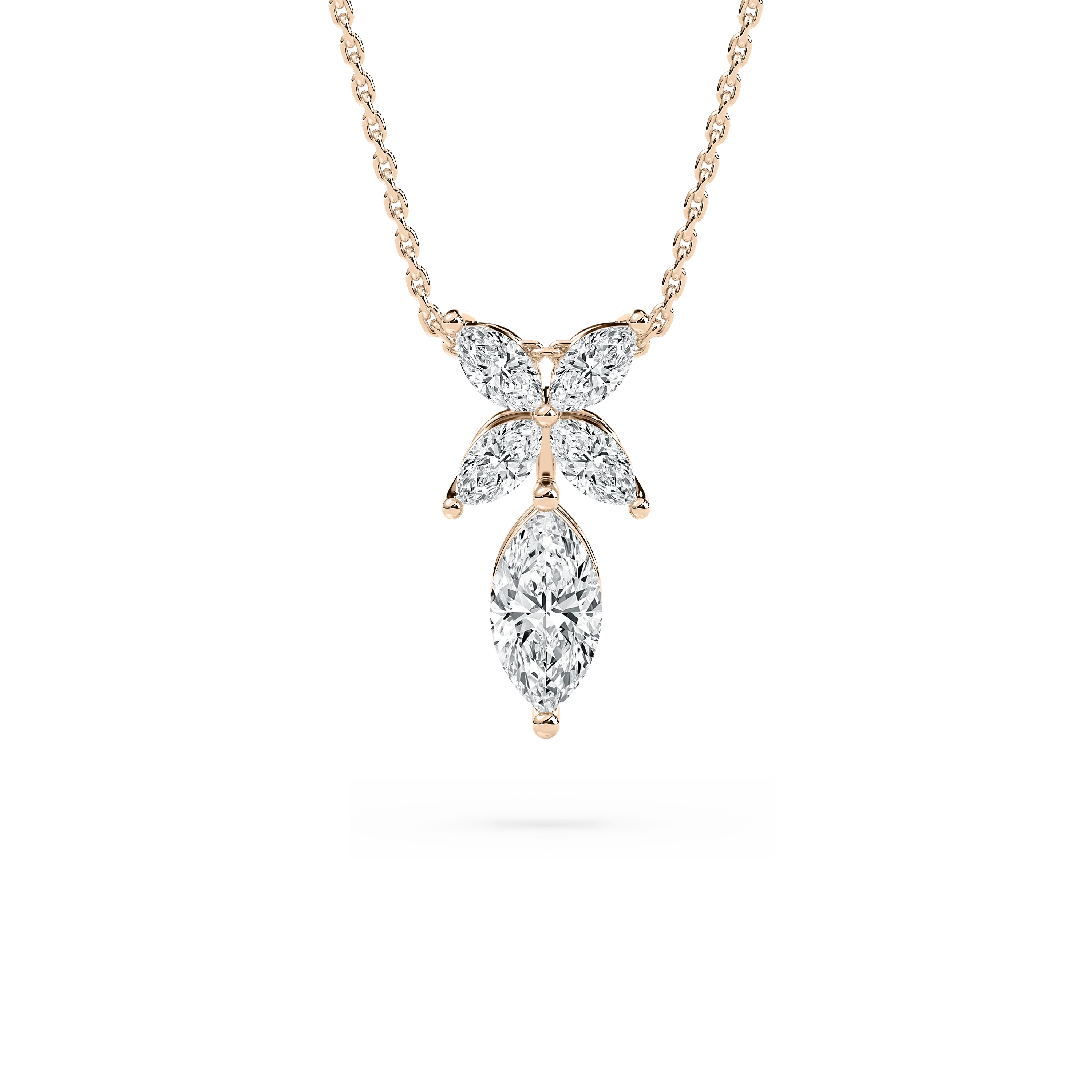 7/8 ctw Marquise Lab Grown Diamond Dewdrop Pendant  - 18 Inches