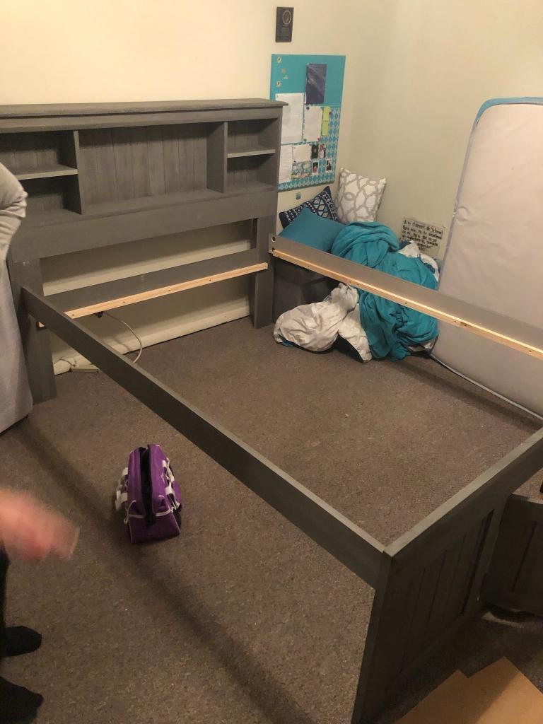 Charcoal Full Bookcase Bed with 12 Drawers